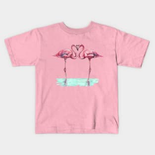 Pink flamingos in love Kids T-Shirt